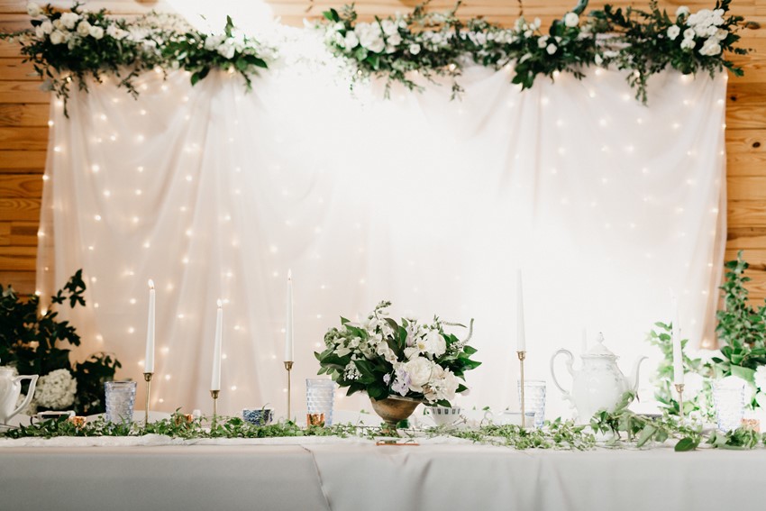 White & Greenery Wedding Top Table
