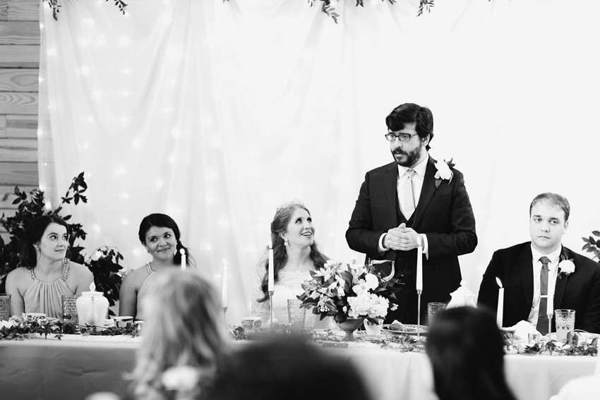 Wedding Speeches Black & White Photo