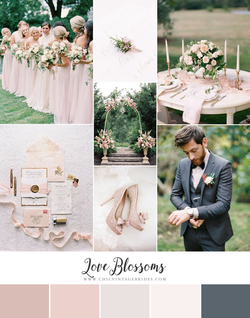 Love Blossoms - Spring Wedding Inspiration in a Pretty Palette of Pinks & Dusky Blue
