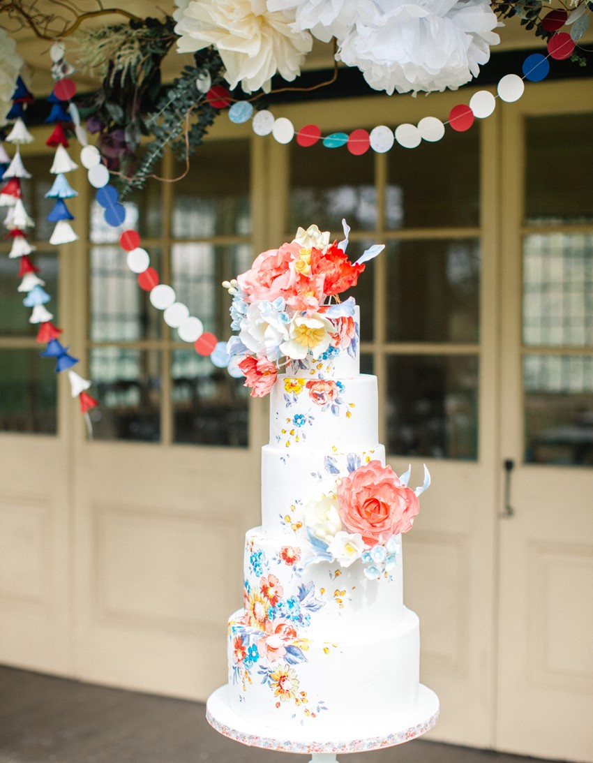 Whimsical Floral Wedding Cake