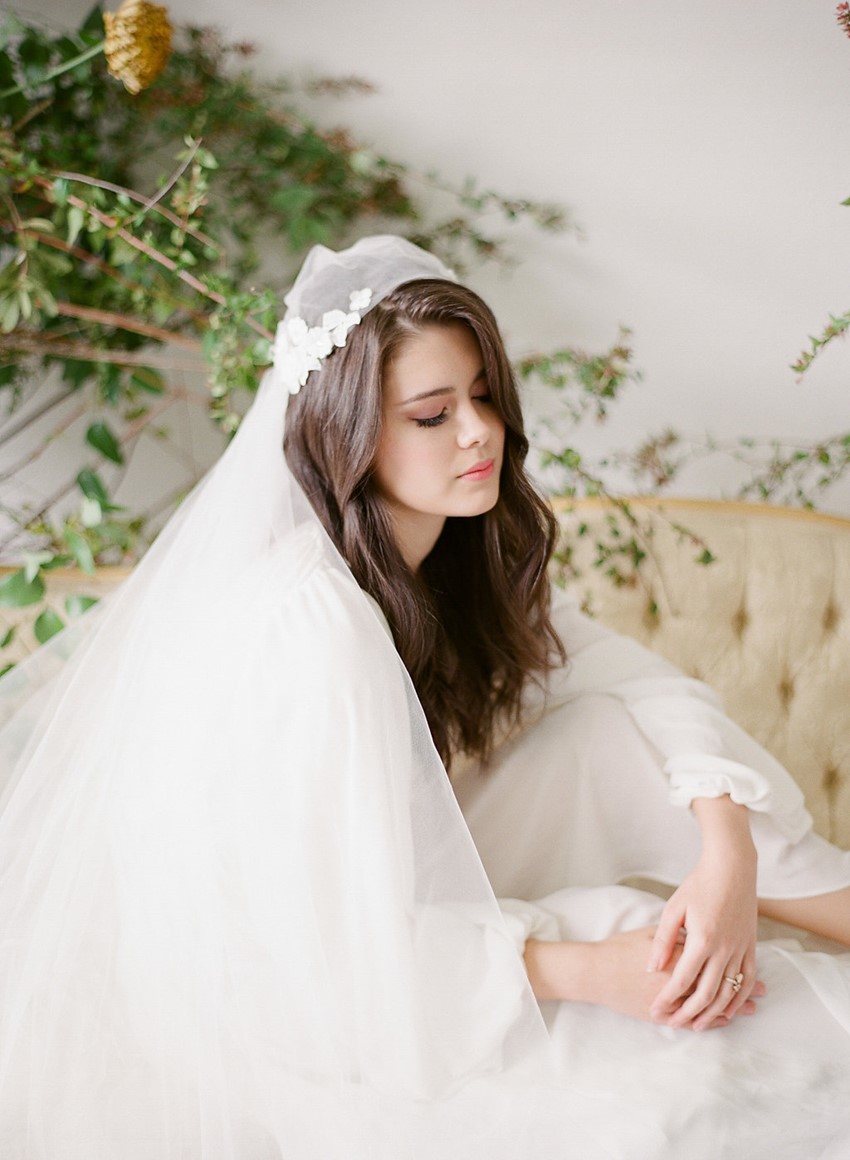 Fine Art Bride in a Juliet Cap Veil