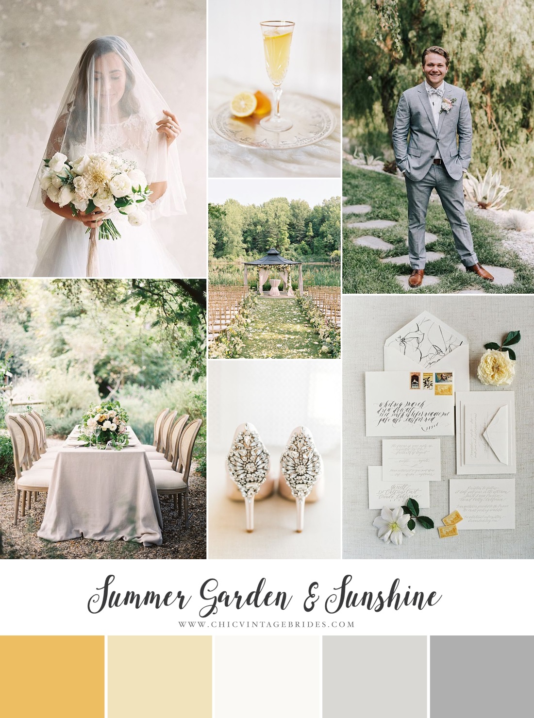  Summer Garden & Sunshine - Chic Garden Wedding Inspiration in Yellow & Grey