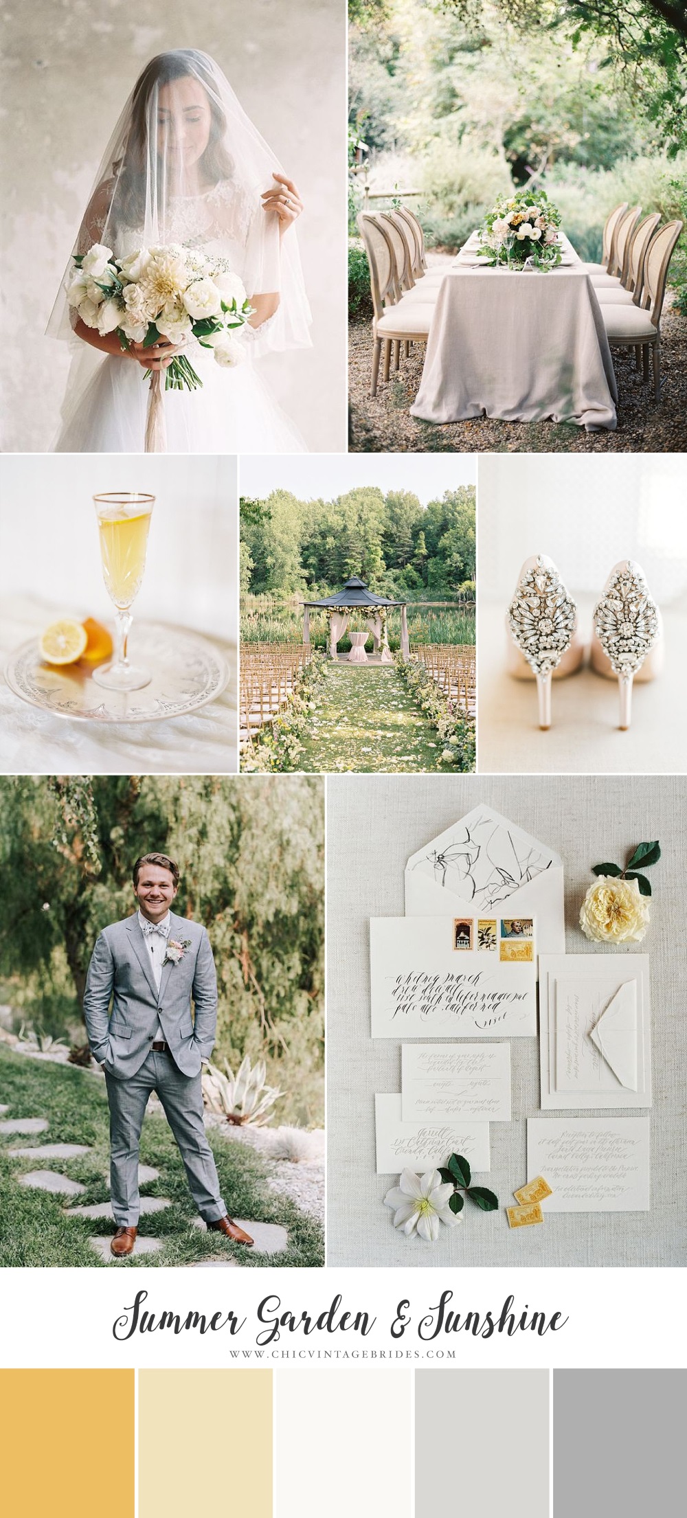 Summer Garden & Sunshine - Chic Garden Wedding Inspiration in Yellow & Grey