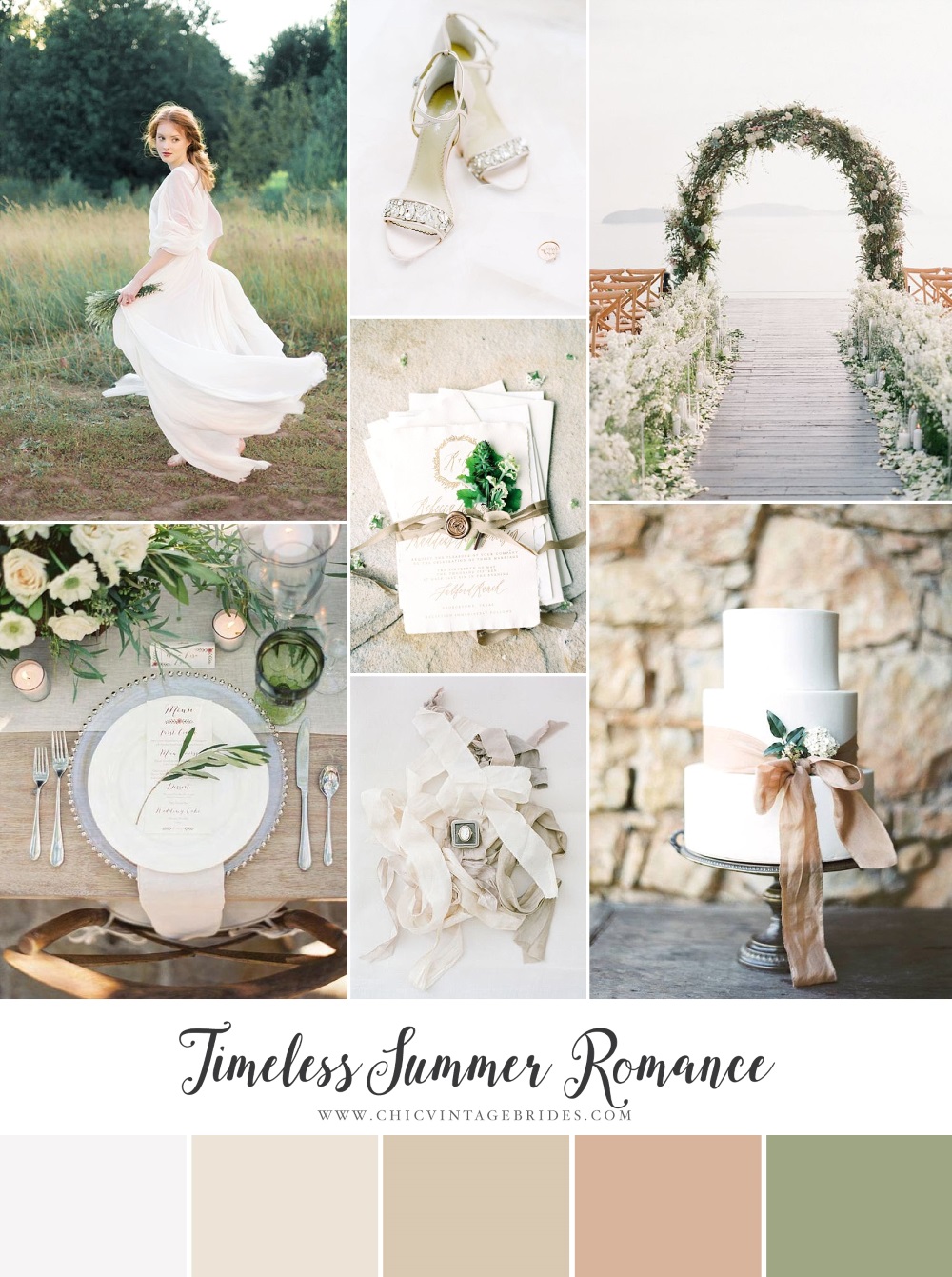 Timeless Summer Romance - Elegant Neutral Wedding Inspiration with Lashings of Greenery