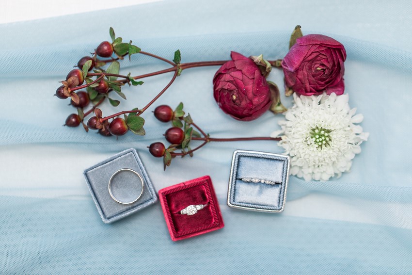 Wedding Rings in Vintage Velvet Boxes