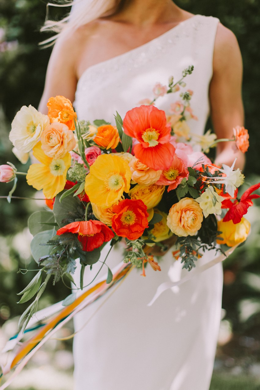 Bold Orange & Yellow Bridal Bouquet