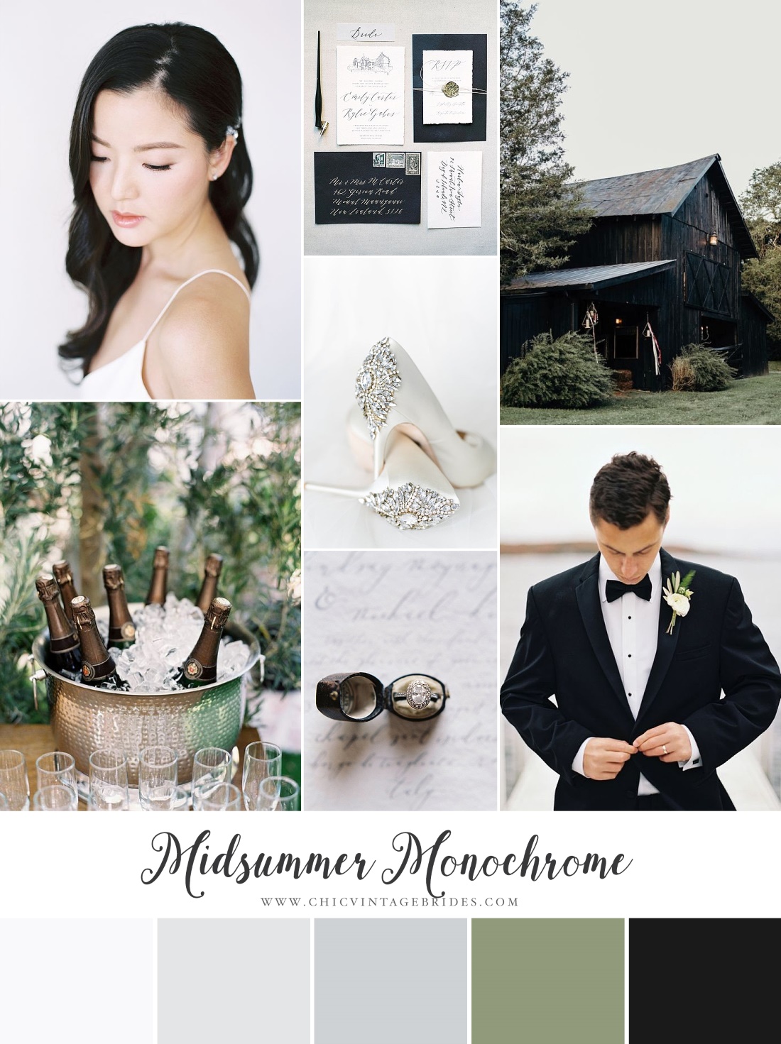Midsummer Monochrome Wedding Inspiration Board