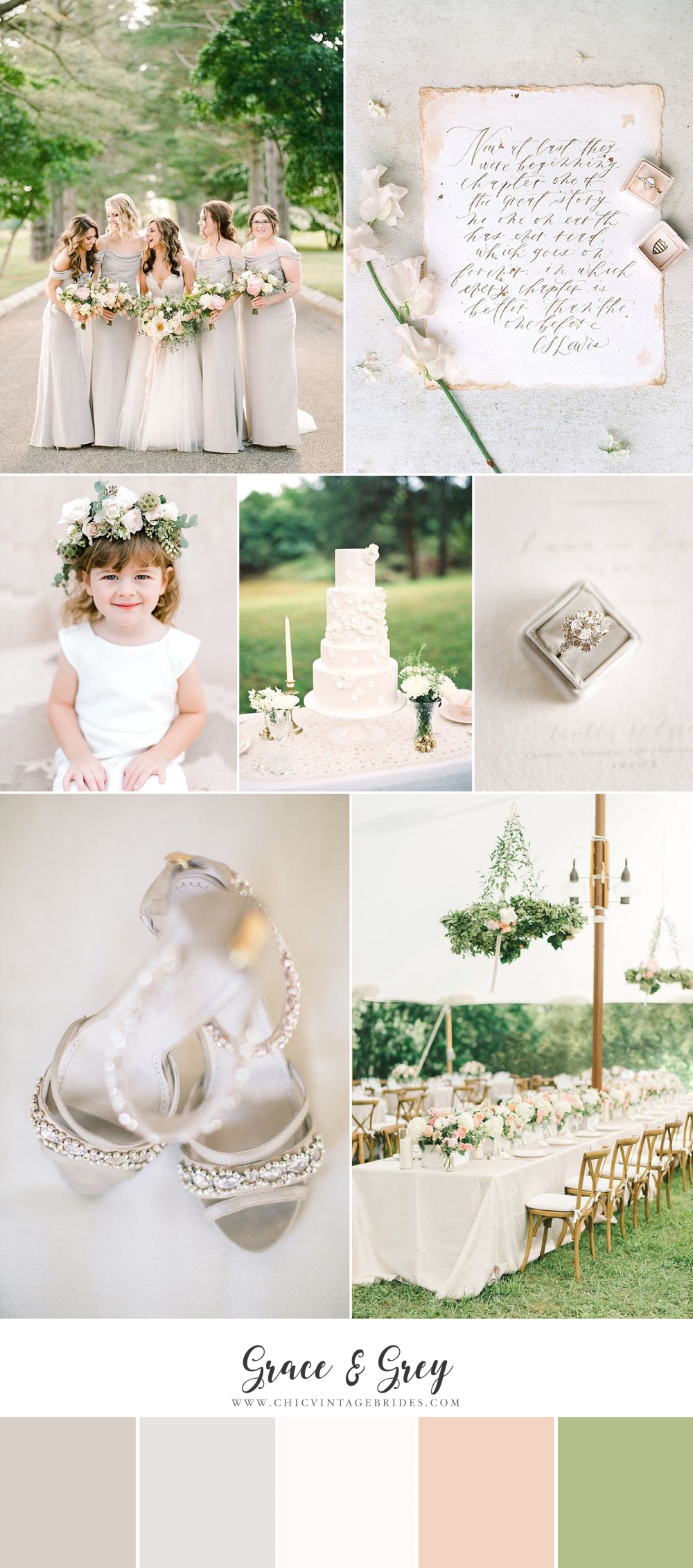 Grey & Blush Garden Wedding Inspiration Board