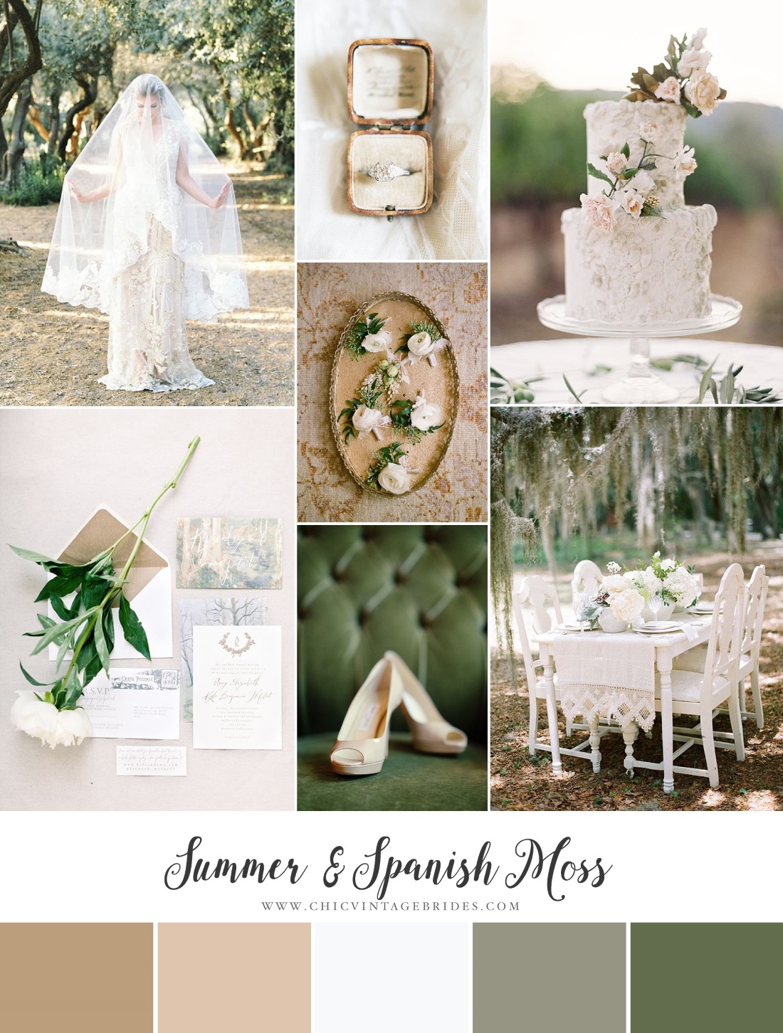 Spanish Moss Summer Wedding Inspiration Board