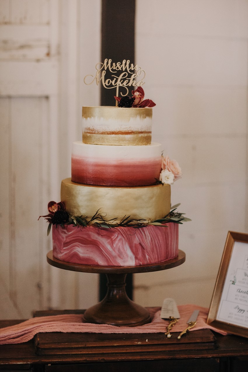 Marble Painted Wedding Cake