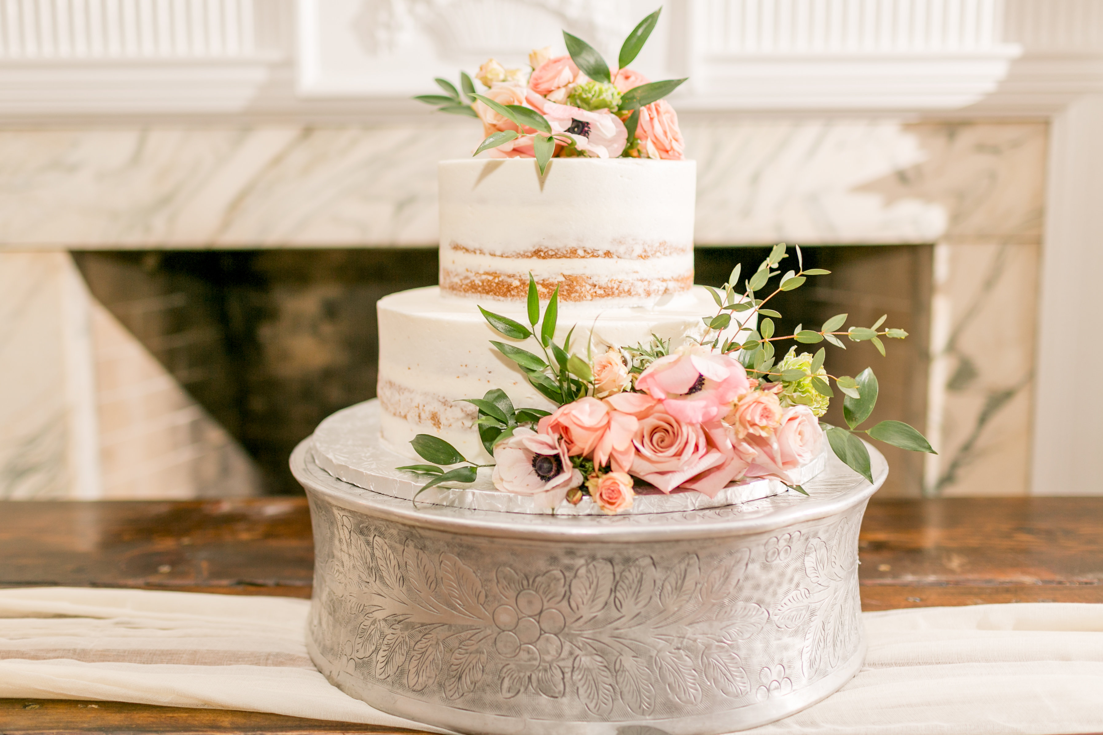 Floral Topped Wedding Cake