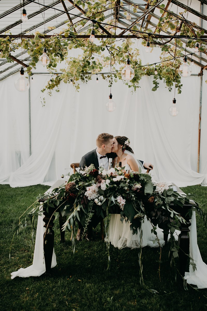 Canada Fall Greenhouse Wedding Sweetheart Table