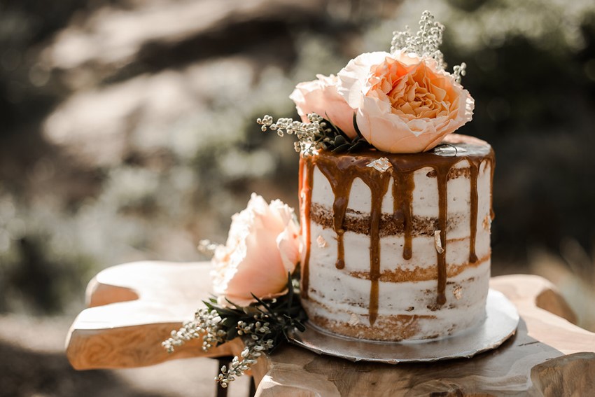 Boho Vintage Fall Drizzle Wedding Cake