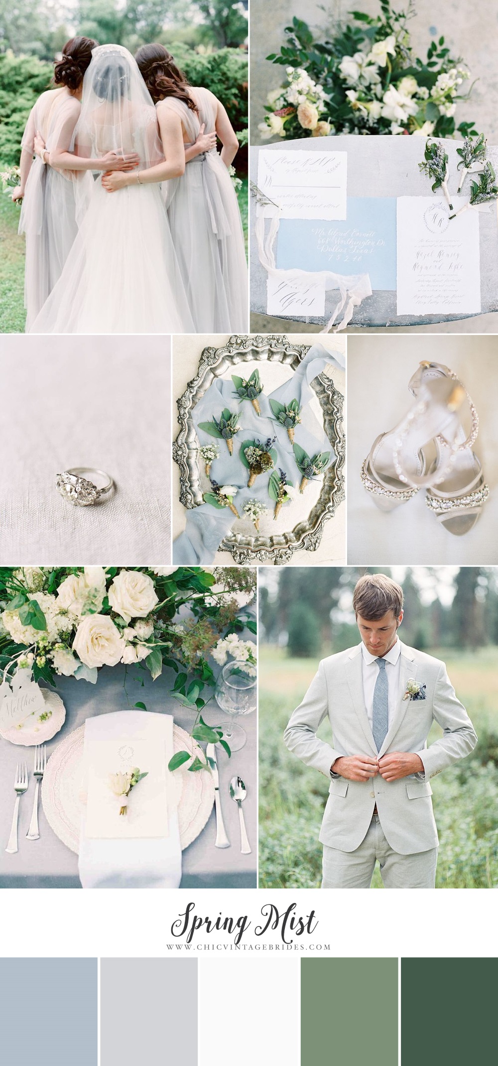 Spring Mist - Blue & Grey Wedding Inspiration Board