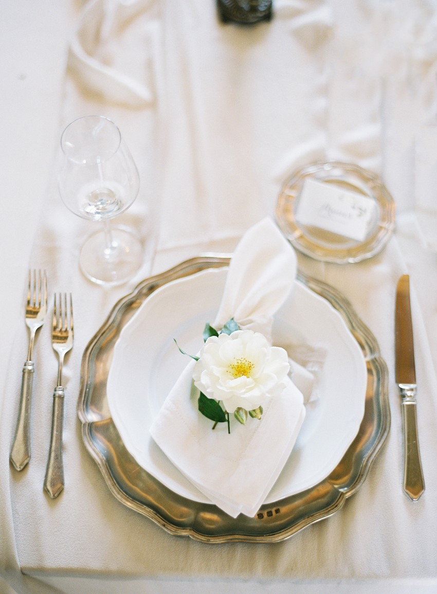 White & Silver Wedding Place Setting