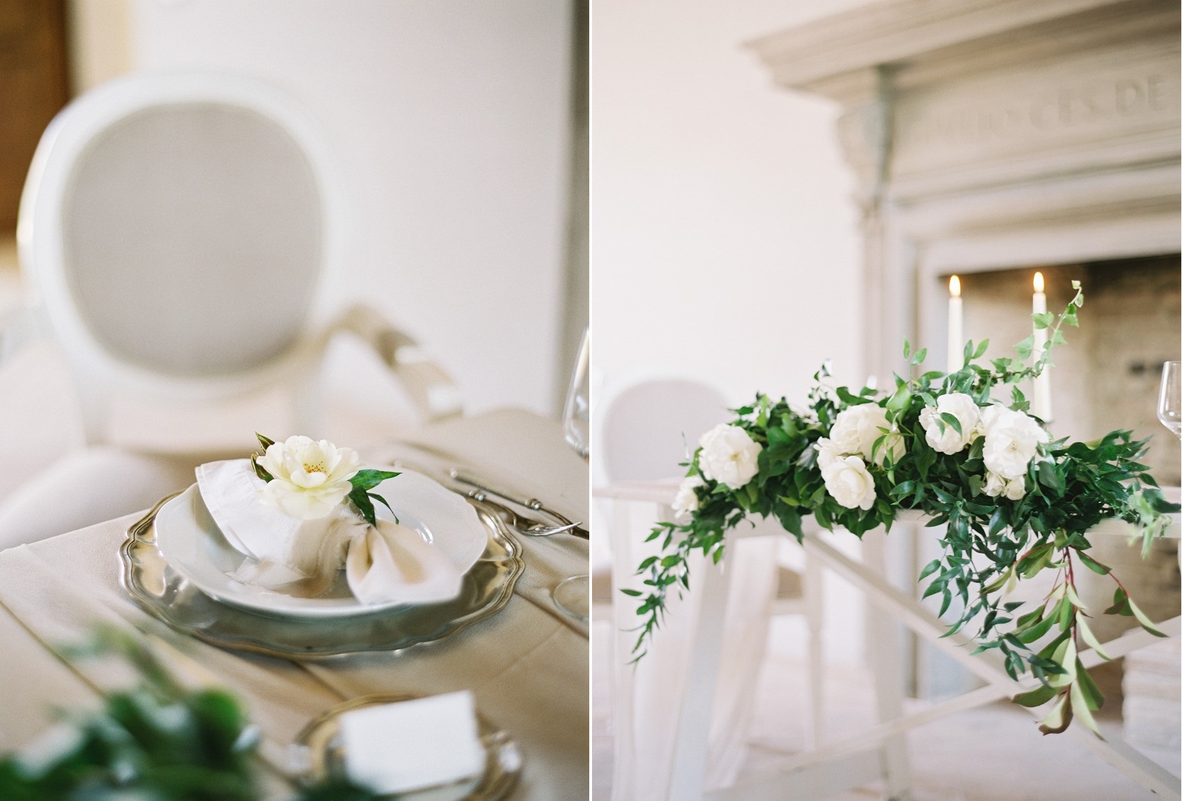 White & Greenery Wedding Table