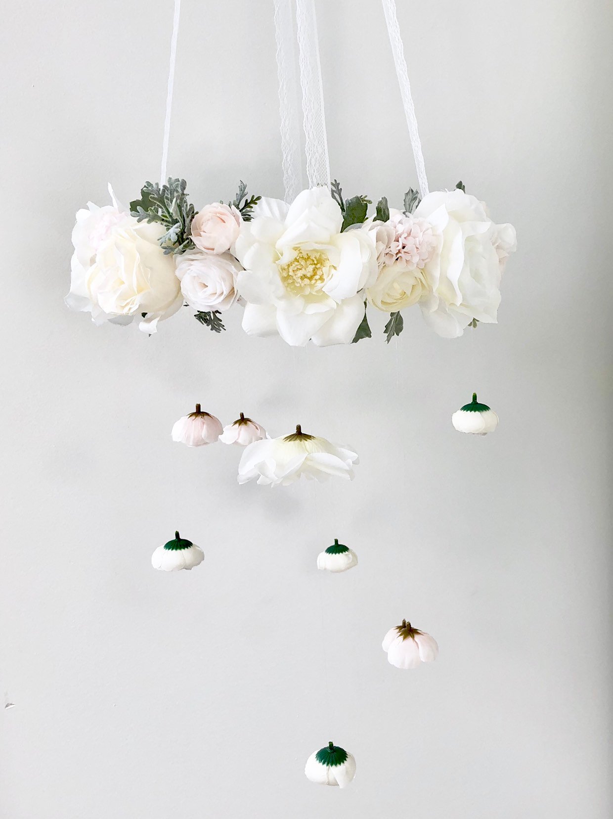 White Faux Floral Chandelier