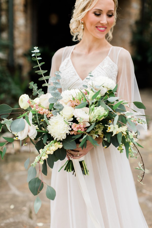 Lush Peach & White Bridal Bouquet