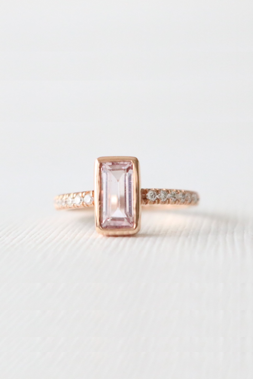 Emerald Cut Pink Sapphire Engagement Ring