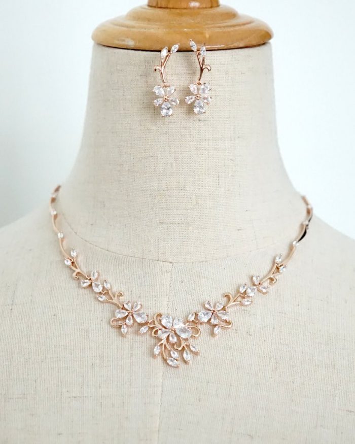 Gold Floral Necklace & Earrings