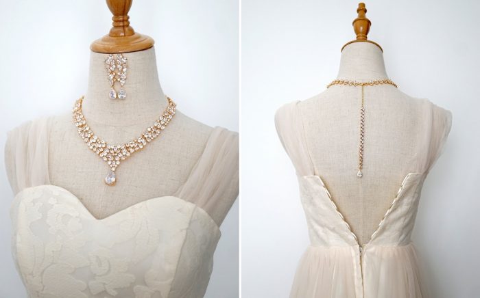 Gold Statement Backdrop Bridal Necklace Duo