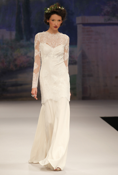 CLAIRE PETTIBONE 2012 Beau Monde Mademoiselle Wedding Dress with Illusion Neckline