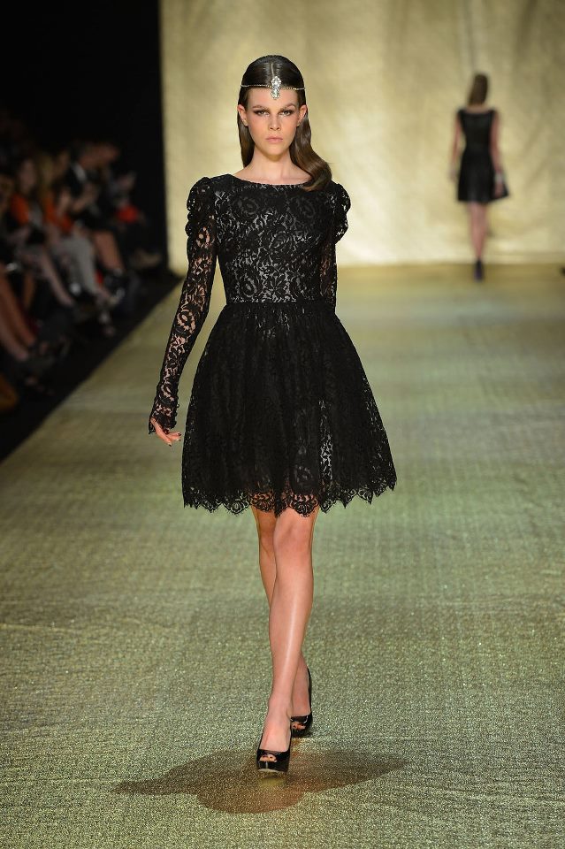 Johanna Johnson Luxor Collection at MBFWA Short Black Lace Gown