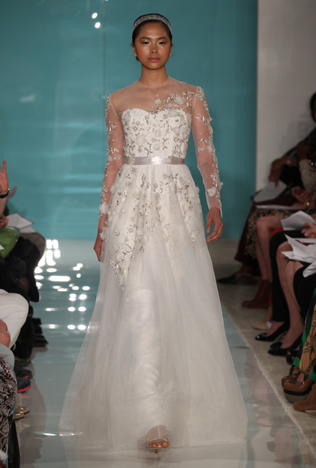 Reem Acra 2013 Wedding Dress with Illusion Neckline