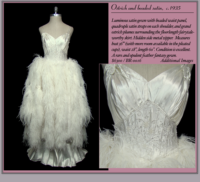 1935 Ostrich feather bridal gown