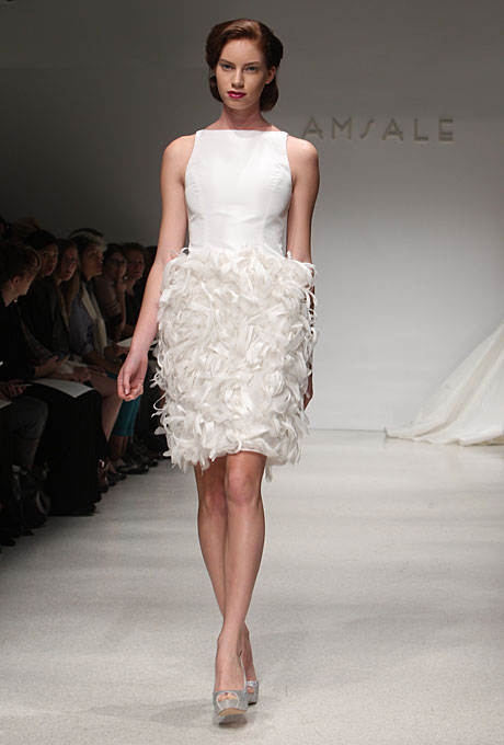 1960s inspired Amsale Knee Length Wedding Dress