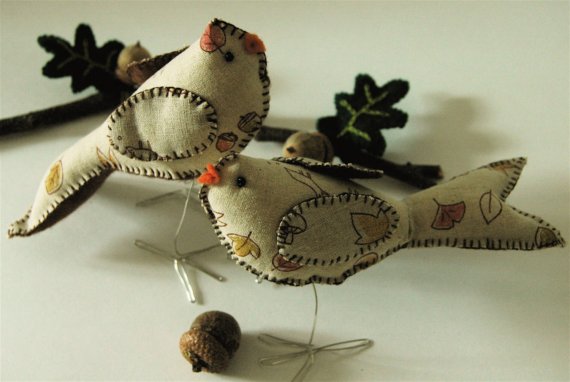 Autumnal Bird Cake Toppers from Etsy
