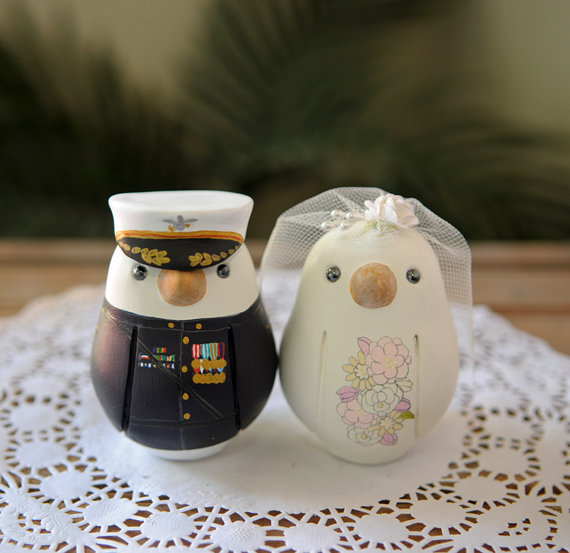 Hand Painted Uniformed Bird Cake Toppers on Etsy