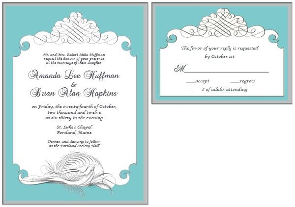 Print your Own Calligraphy Bird Wedding Stationery