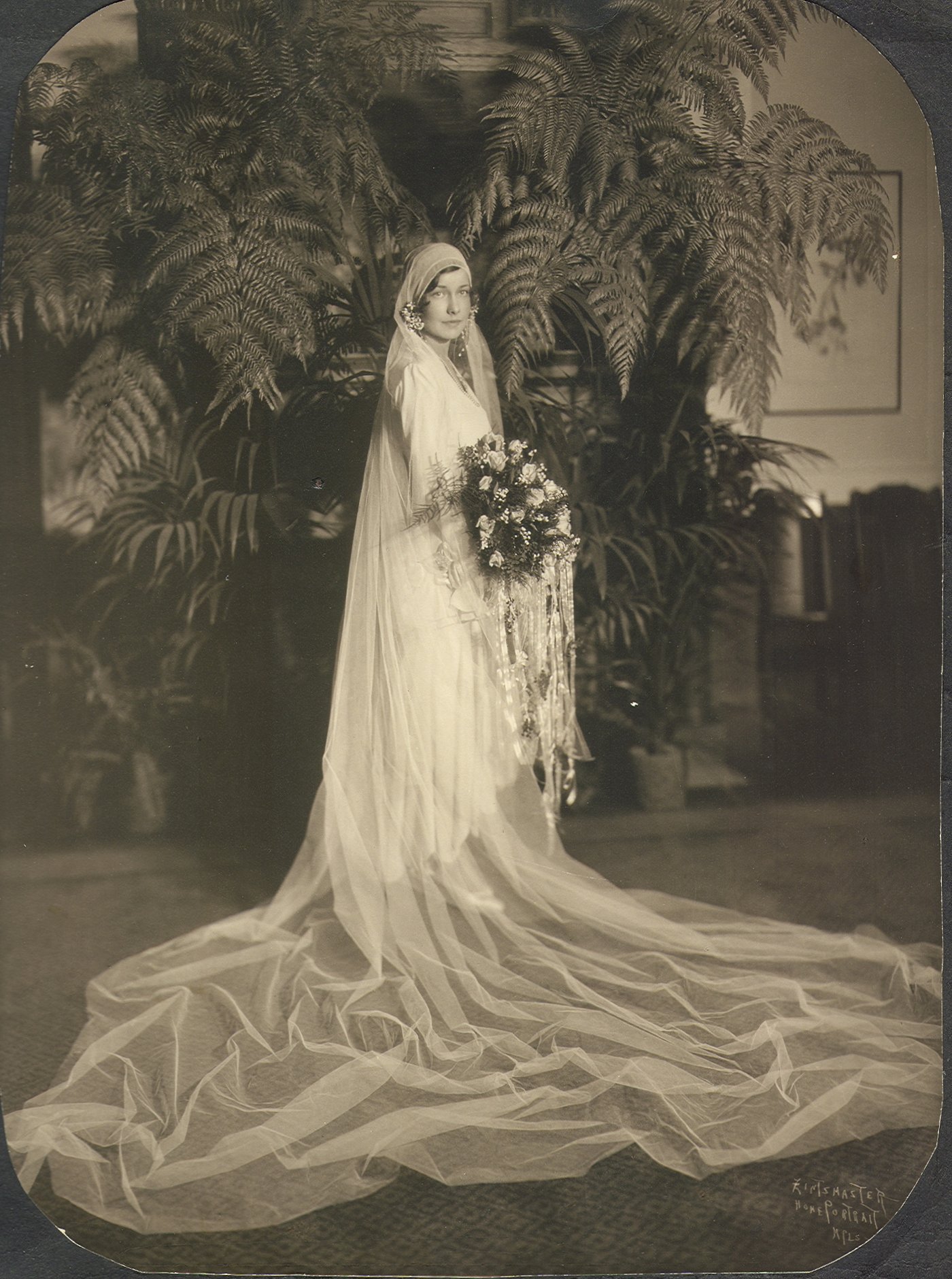 1929 Bride with Juliet Cap Veil