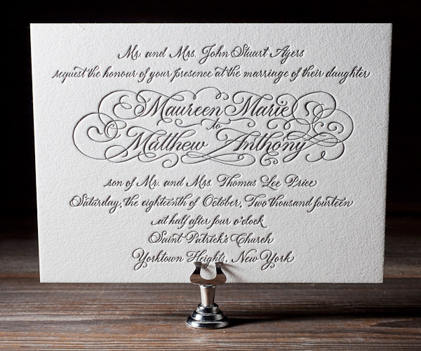 Hayes Calligraphy Letterpress Stationery from Bella Figura