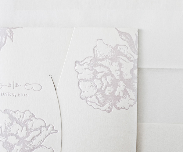 Royal Peony Letterpress Wedding Stationery from Bella Figura