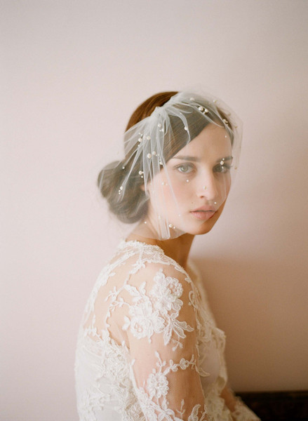Twigs & Honey 2012 Mini Tulle Veil with Pearls Style #212