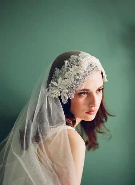 Twigs & Honey 2012 Silk Tulle Veil with Chantilly Lace Style #224