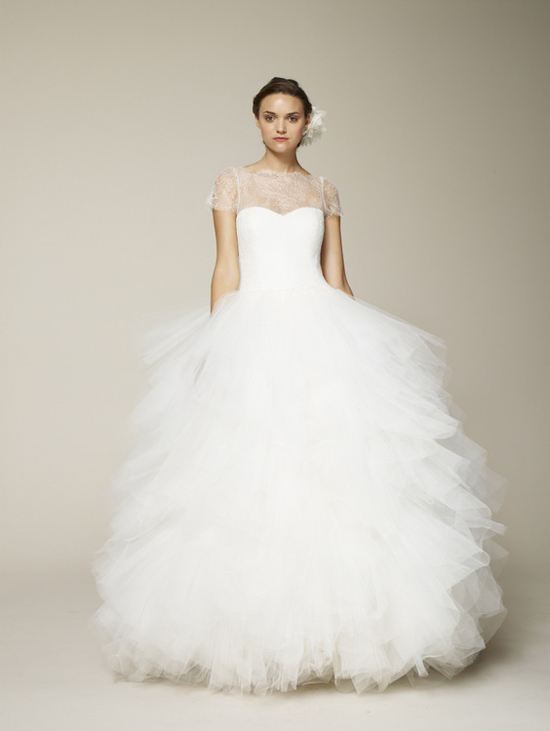 Marchesa Spring 2013 Wedding Dress with Tulle Skirt