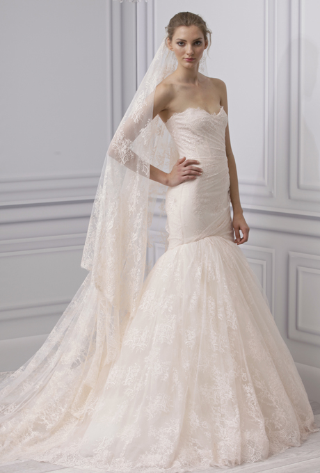 MONIQUE LHUILLIER SS13 Bridal Collection Blush Wedding Dress