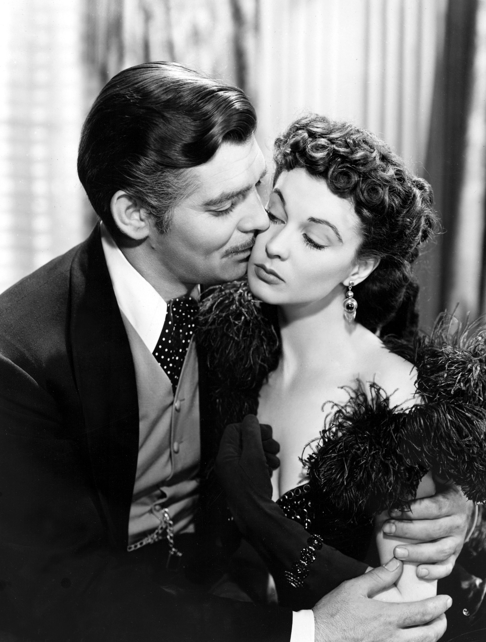 Vivien Leigh with Clark Gable in Gone with the Wind in 1939