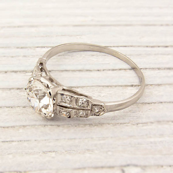 Antique 1.07 Carat Old European Cut Diamond Engagement Ring