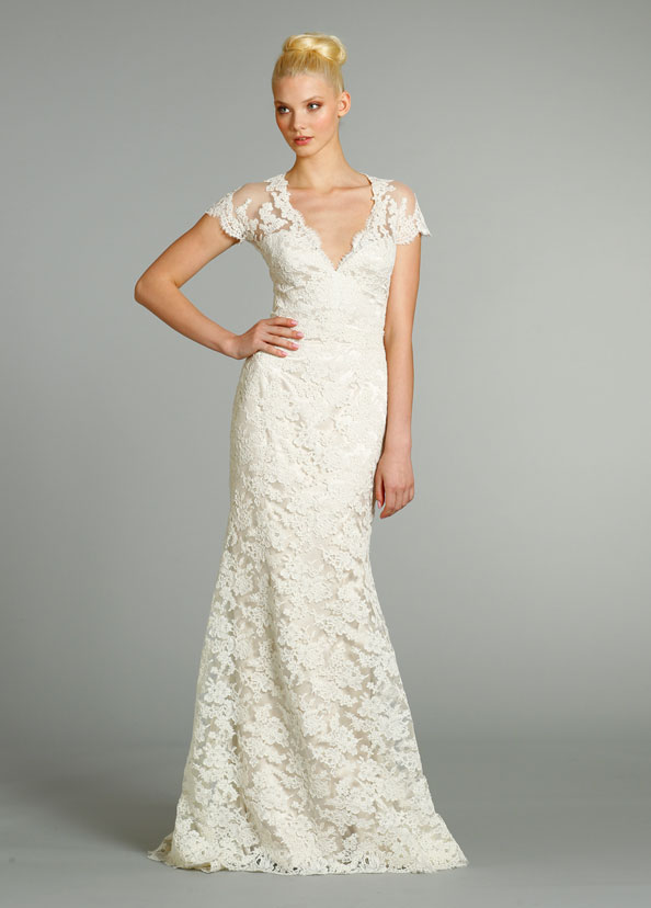 Jim Hjelm 2013 lace charmeuse wedding dress design 8252