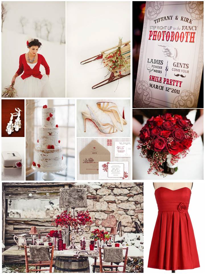 Warming Winter Wedding Inspiration Board - with a splash of red