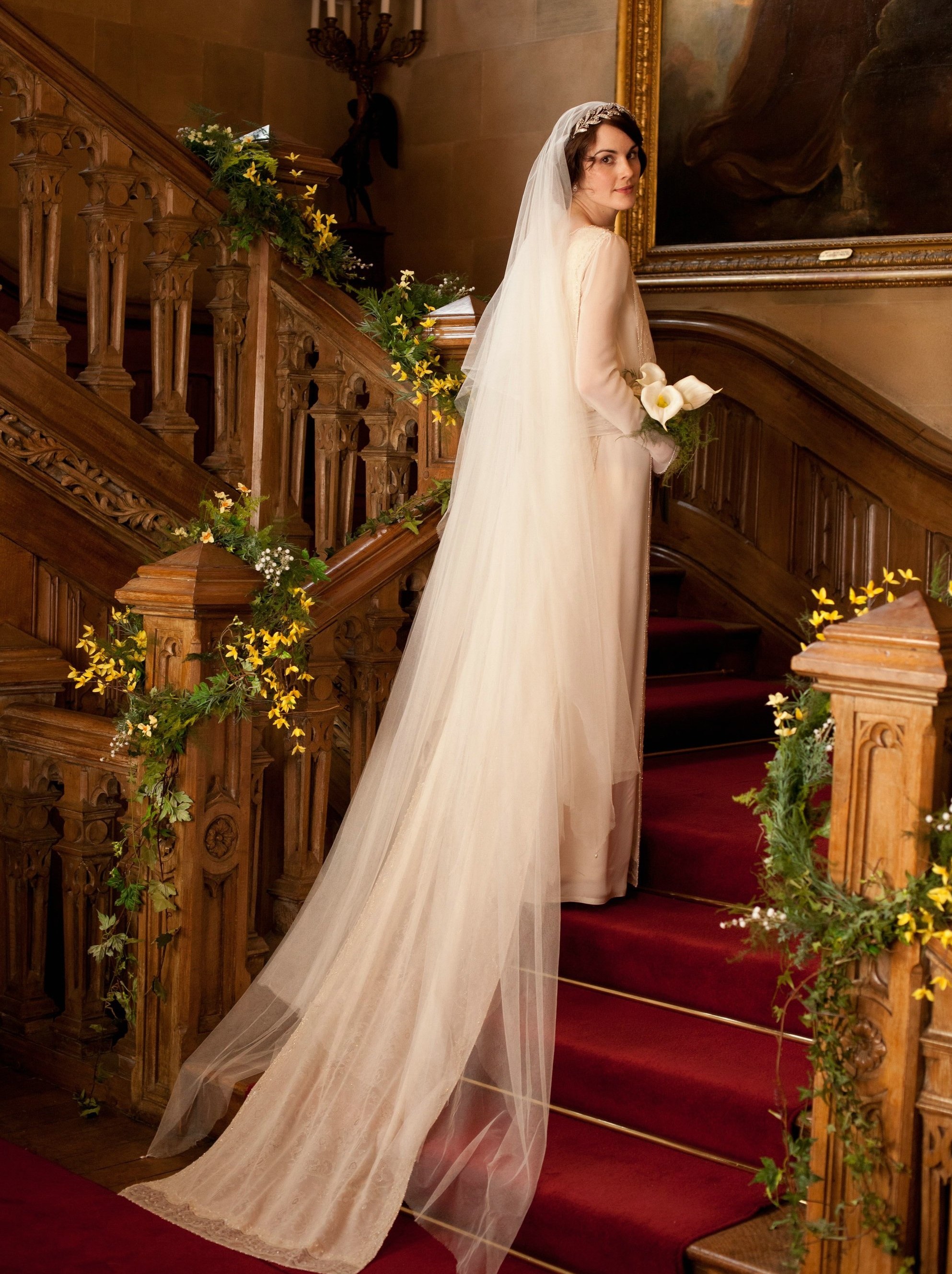Downton Abbey Series 3 Wedding - Lady Mary's Train and Veil