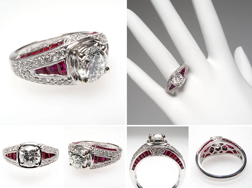 Diamond Ruby Engagement Ring wm7356