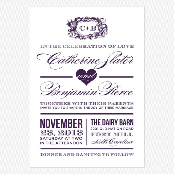 Style and Grace Wedding Invitation from love vs Design