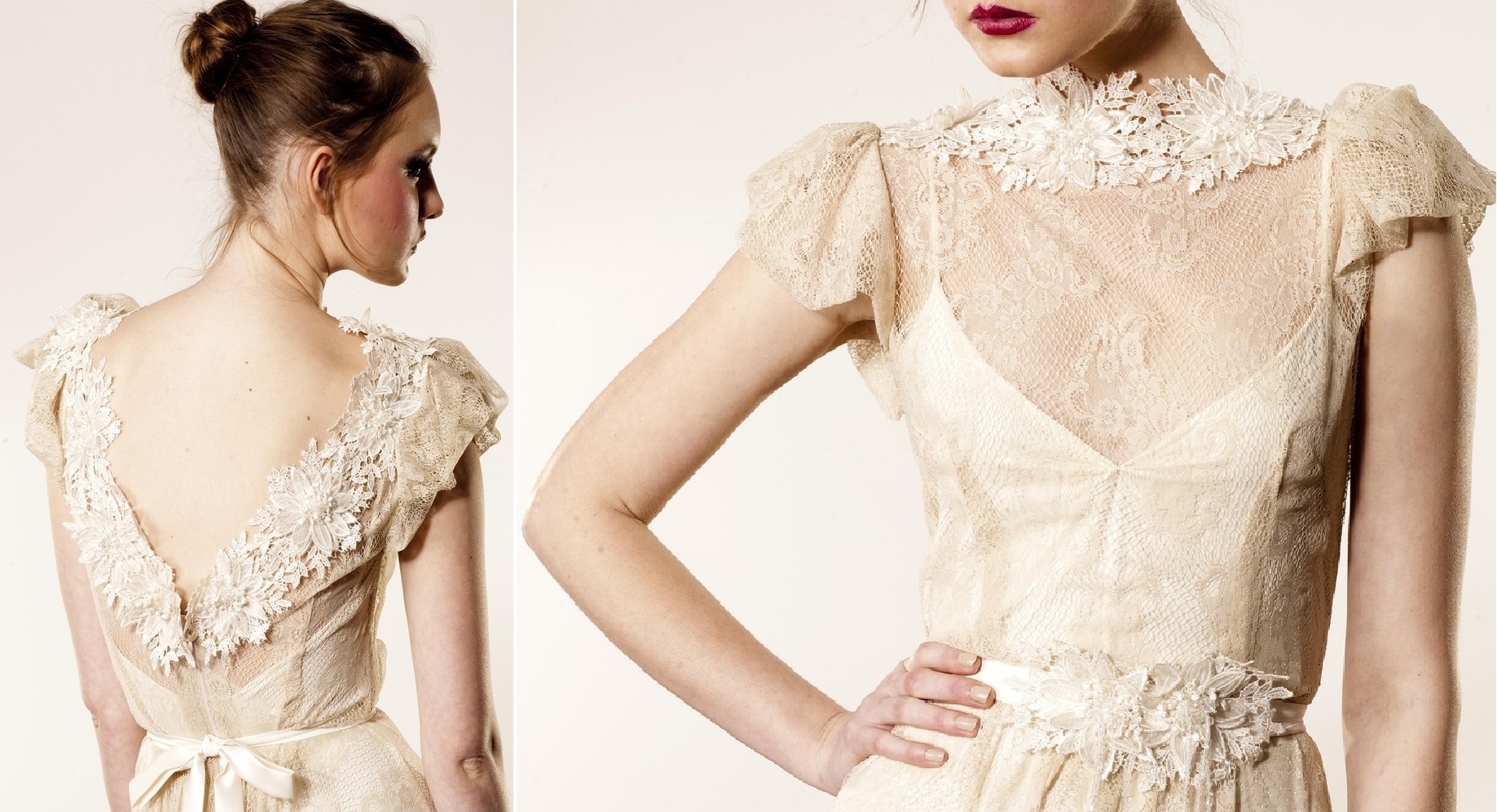 Vintage Beige Lace Gown from Anaessia