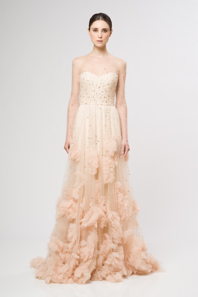 Reem Acra 2013 Sparkle Blush Ombre Wedding Dress