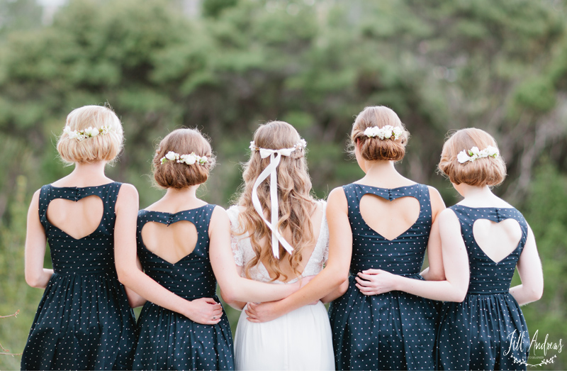 Heart Backed Bridesmaids Dresses from Jill Andrews Photography